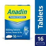 Anadin Paracetamol Pain Relief for Headaches Cold & Flu Tablets 16 